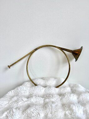 Vintage Brass Horn Wall Decor 12”